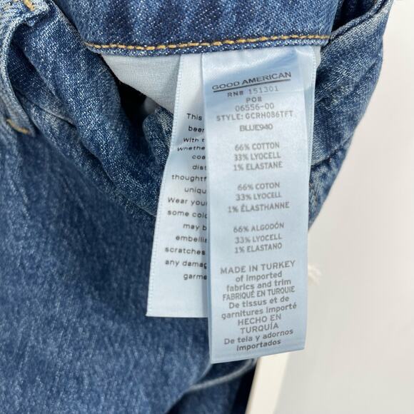 Good American Good Crop Raw Hem Slim Jeans Blue 940 Women's Size 15 NWT - Picture 7 of 8